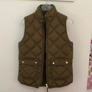 J. Crew Excursion Puffer Vest, Olive Green, XS